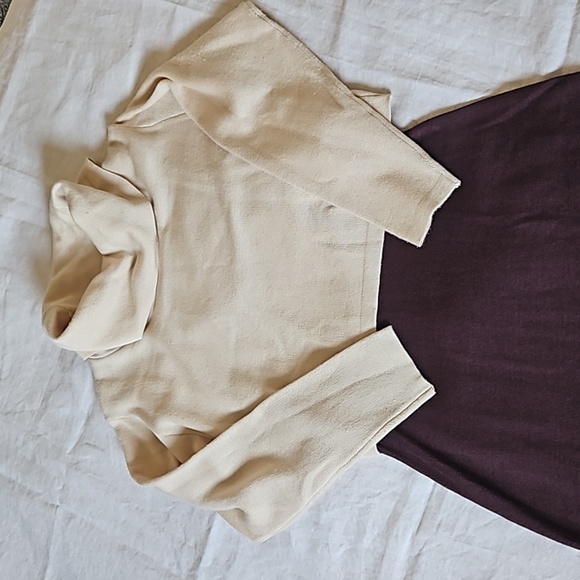 Taylor Knit Sweater Tank Dress With Long Sleeve Crop Top Cowl Neck Size Small - Picture 9 of 16